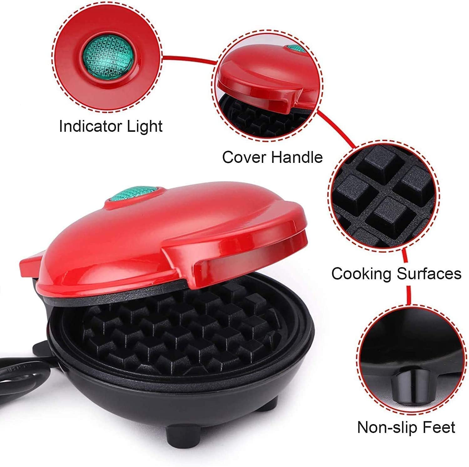 Mini Waffle Maker 4 Inch- 350 Watts: Stainless Steel Non-Stick Electric Iron Machine for Individual Belgian Waffles, Pan Cakes, Paninis or Other Snacks Mini Waffle Maker 4 Inch- 350 Watts: Stainless Steel Non-Stick Electric Iron Machine for Individual Belgian Waffles, Pan Cakes, Paninis or Other Snacks